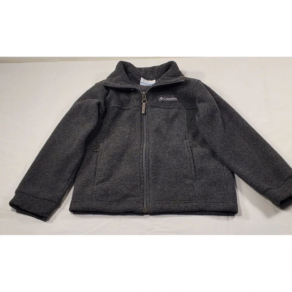 Columbia Fleece Jacket Kids Size Xxs Gray Full-Zip Long Sleeve Pockets